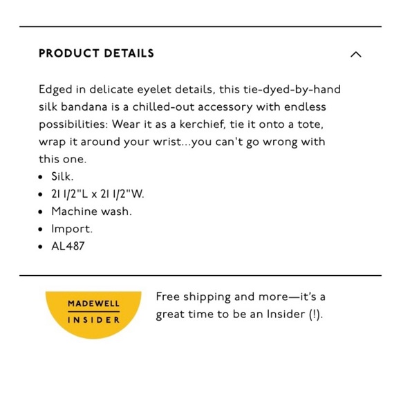 NWT || Madewell || Silk Tie Dye Scarf - Picture 6 of 6